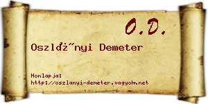 Oszlányi Demeter névjegykártya